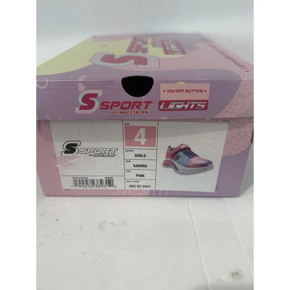 SKECHERS Sport Light Up Kids Girls 4 Shoes Sneakers Slip On Pink School New Walk